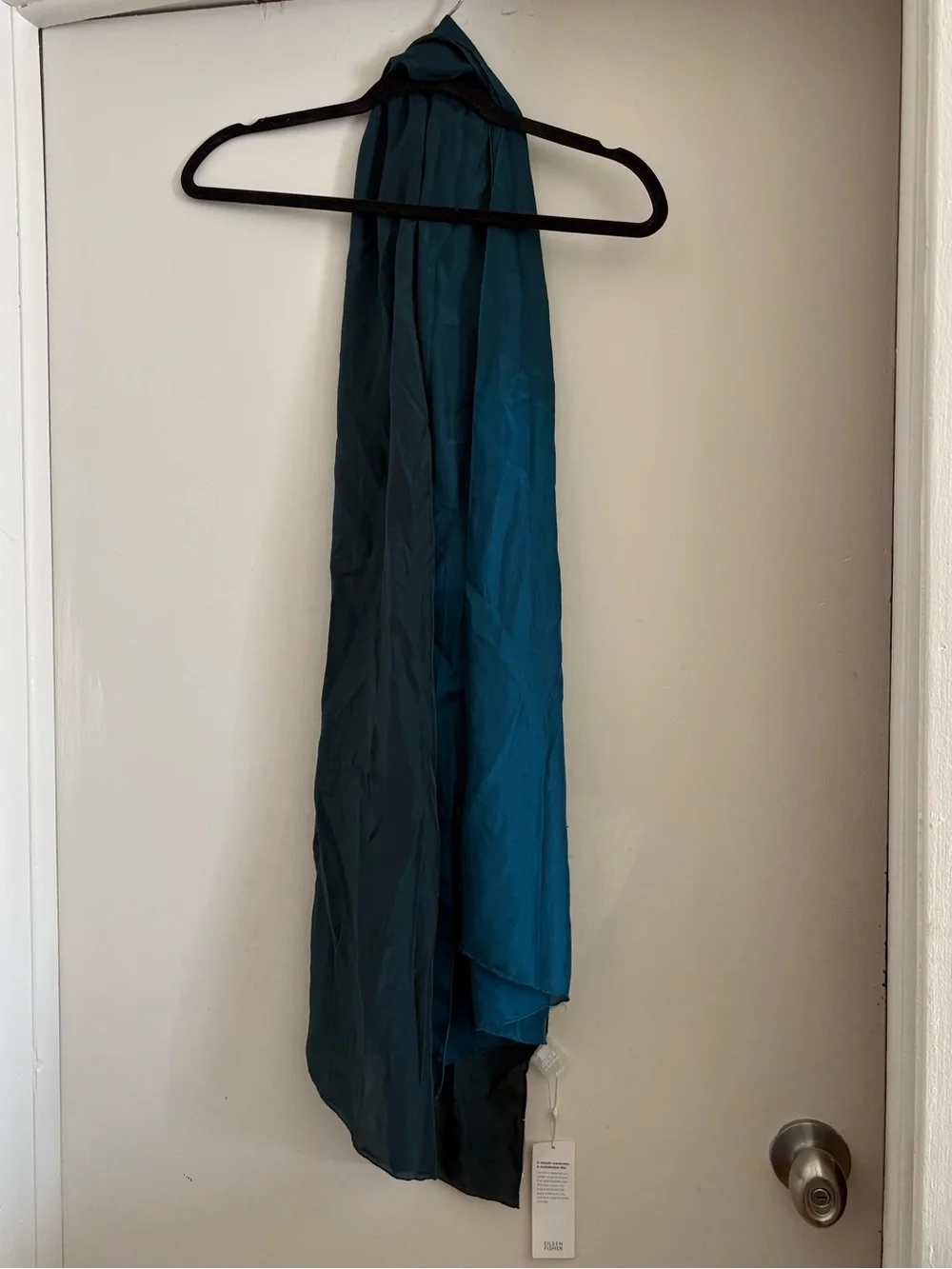 Eileen Fisher Teal Hand-dyed Silk Scarf
